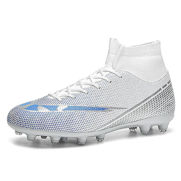 Fotbollsskor för män Halkfria fotbollsskor för herr, Gräs Fotbollssneakers 3AT2313 White 47