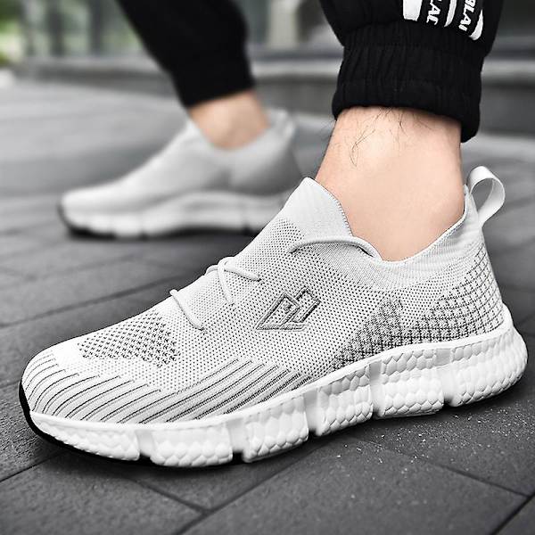 Casual bekväma sneakers som andas löparskor för män 220 White 44