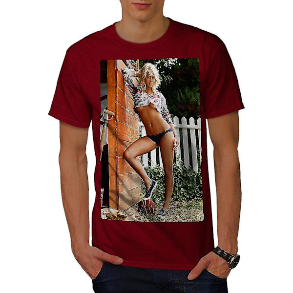 Het tjej naken erotisk t-shirt för män M