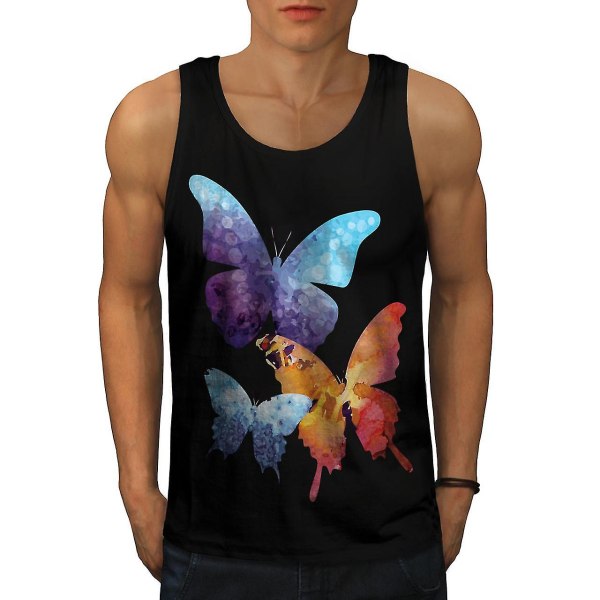 Färgglada Butterflies Men Blacktank Top XXL