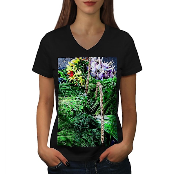 Grön Fresh Flower Food T-shirt för kvinnor S