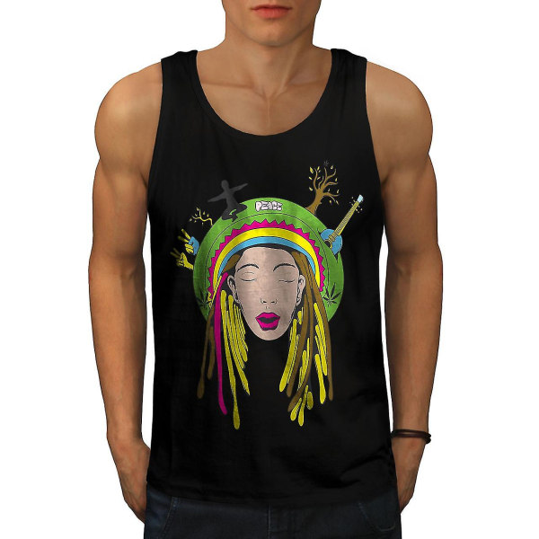 Peace 42 Stoner Rasta Men Blacktank Top | Wellcoda M