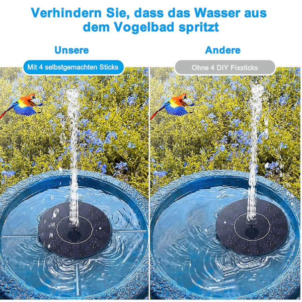 Solar Bird Bath Fountain Pump, Uppgradera Solar Fontän med 4 munstycken, fristående flytande soldriven vattenfontänpump för fågelbad, trädgård, P