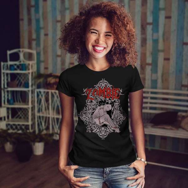 Girl Rock Metal Zombie T-shirt för kvinnor M
