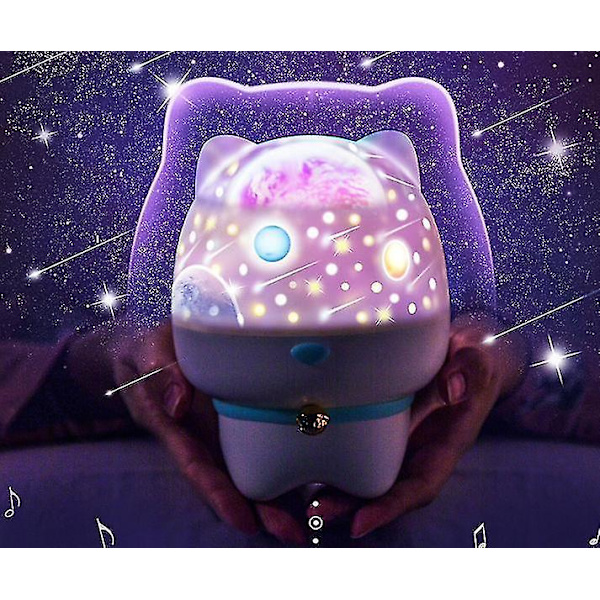 Roterande Starry Fjärrkontroll Sky Projection Night Light Med Bluetooth Music Sensor (Rosa)