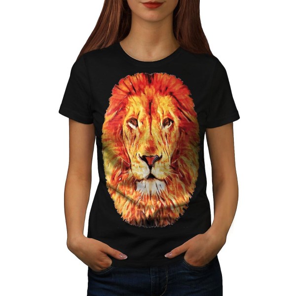 Lion Face Calm Animal Women Blackt-shirt XXL