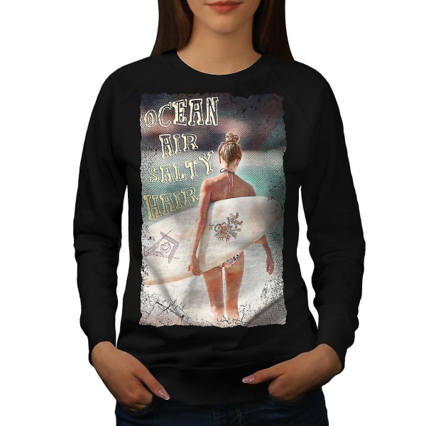 Ocean Sea Girl Holiday Women Blacksweatshirt XL