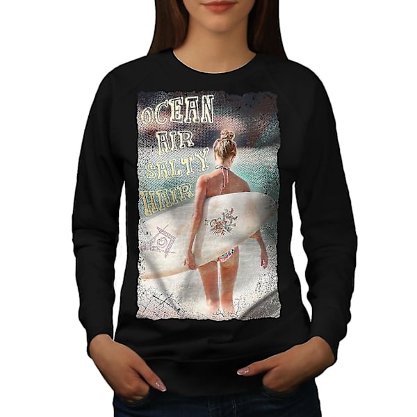 Ocean Sea Girl Holiday Women Blacksweatshirt XL