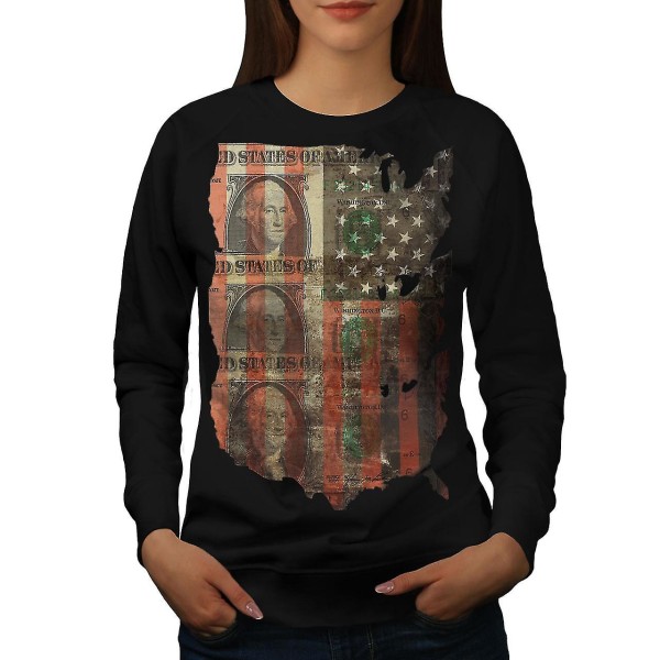 Benjamin Dollar Flag Usa Women Blacksweatshirt S