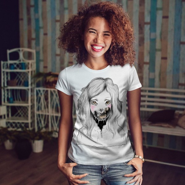 Girl Face Skelett Kvinnor Whitet-shirt M