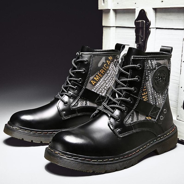 Herr Martin Boot Kvinnor Korta Kängor Med Snörning Chunky Låg Klack Mid-Calf Boots 2K1690 Black 37