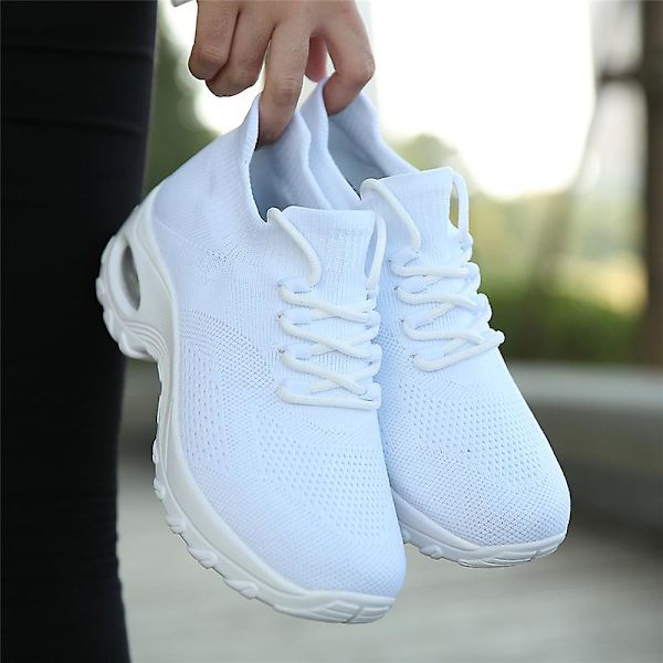 Dam Super Light Sneakers Tenis Feminino Dam Wedge Andas Running Mesh 2G1862 White 40