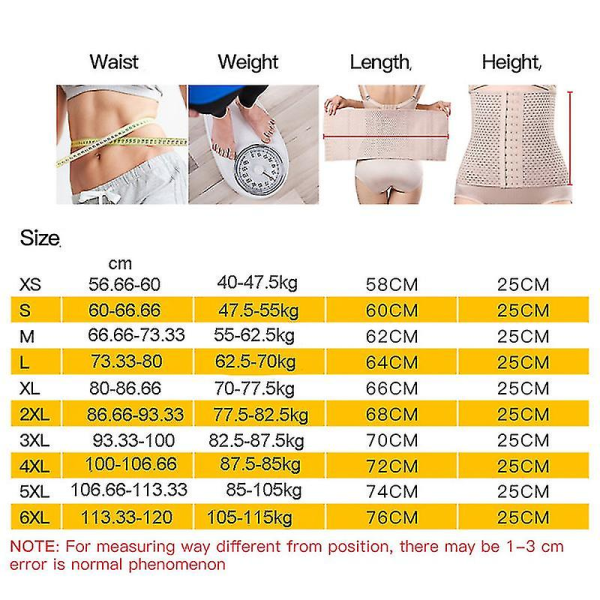 Korsettbälte för kvinnor i waist trainer : Underkläder Sport Mage Control Long Torso Shapewear BEIGE 3XL