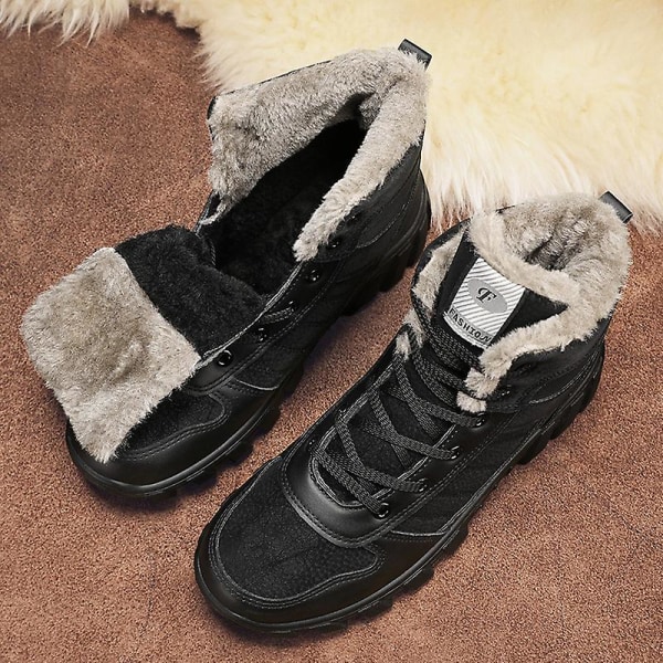Snöstövlar för män varma ankelstövlar Halkskydd vinter utomhus casual 2Lm04 Black 41