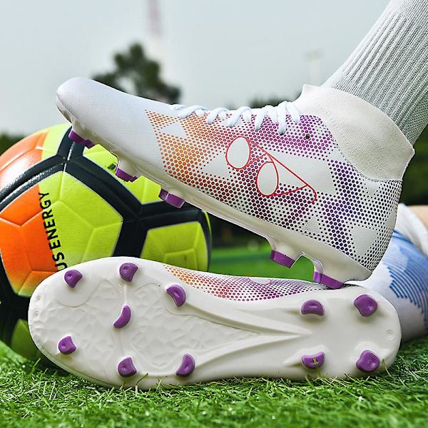 Fotbollsskor för män Spikes Fotbollsskor för ungdomar Stövlar Athletic Sneaker 3Dk05 WhitePurple 41