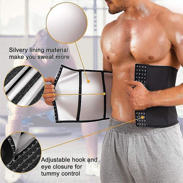 Magreducerare för män Bastu Body Shaper Fitness Svetttrimmer Waist Trainer Magbantning Shapewear Waist trainer , svart