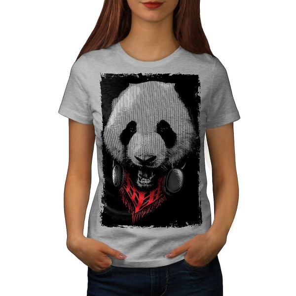 Panda Med Headset Kvinnor Grå-skjorta L
