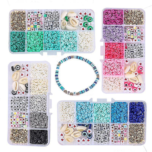1 set Mix Polymer Clay Beads Smycketillverkningssats Akryl Mjuka keramiska pärlor Spacer För Barn Flickor Armband Halsband Gör det själv Kit Set
