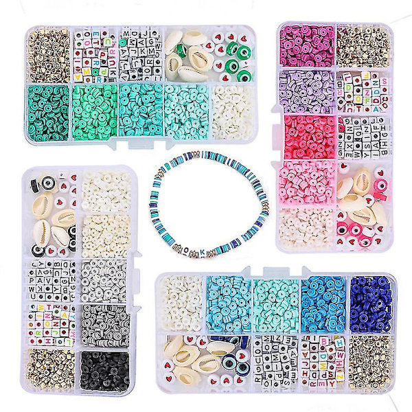 1 set Mix Polymer Clay Beads Smycketillverkningssats Akryl Mjuka keramiska pärlor Spacer För Barn Flickor Armband Halsband Gör det själv Kit Set