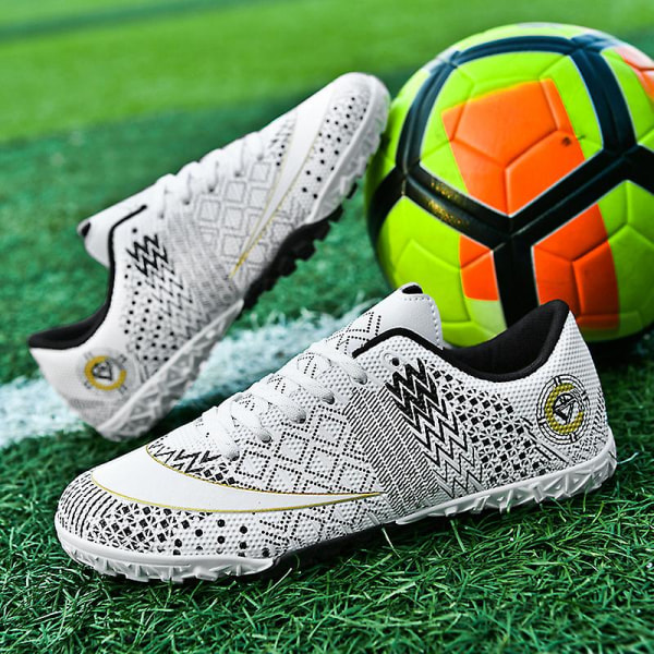 Fotbollsskor för herr, halkfria fotbollsskor, Gräs Fotbollssneakers Yj757 White1 41