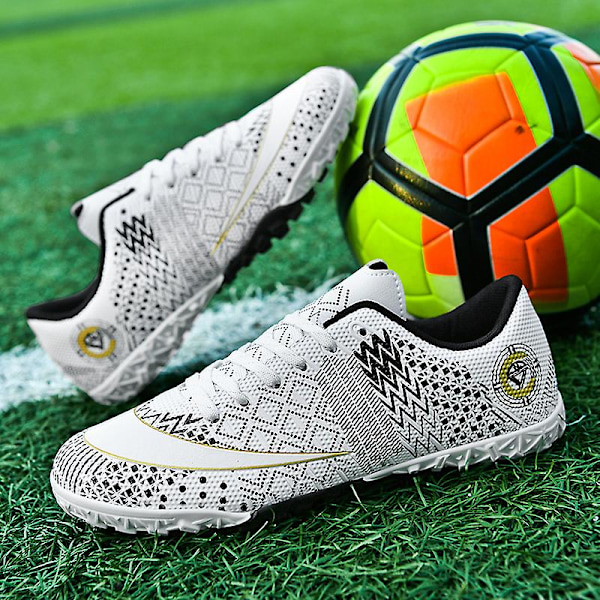 Fotbollsskor för män Halkfria fotbollsskor Klossar Gräs Fotbollssneakers Yj757 White 42