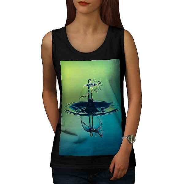 Drop Water Art Sea Women Blacktank Top XXL