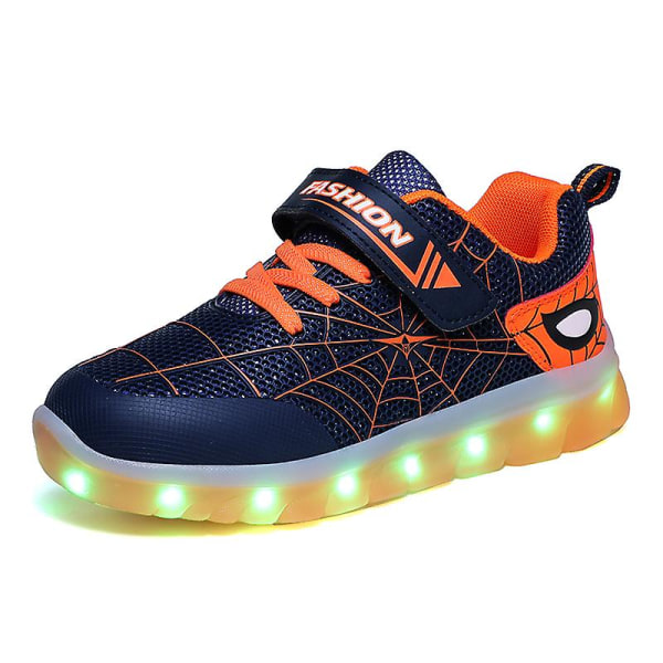 Barnsneakers Led Flash Skor Mode löparskor 807 DarkBlue 35