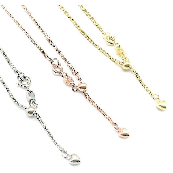 (ett vitguldhalsband)ett 925 Sterling Silverhalsband Kvinnlig fritt justerbar kedja Mångsidig Klassisk DIY Bare Chain Universal