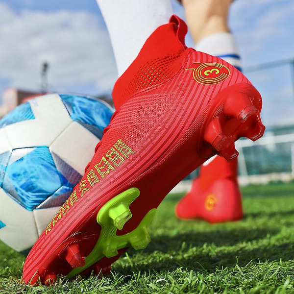 Fotbollsskor för män Halkfria fotbollsskor för herr, Gräs Fotbollssneakers 2K4000 Red 39