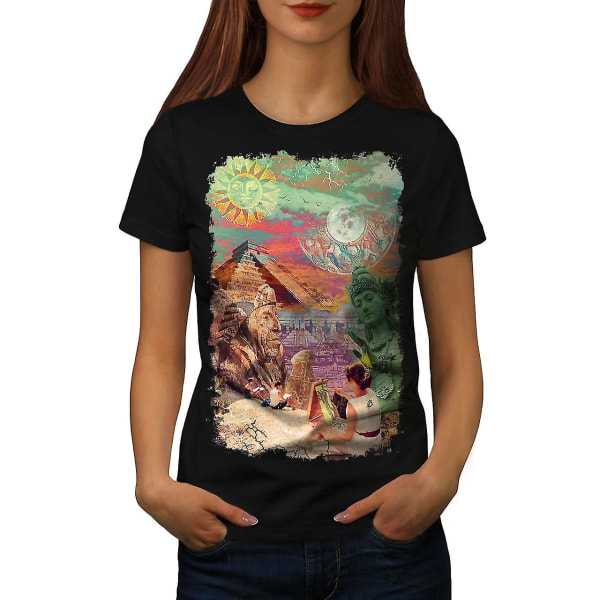 Sublime Landscape Women Blackt-shirt | Wellcoda M