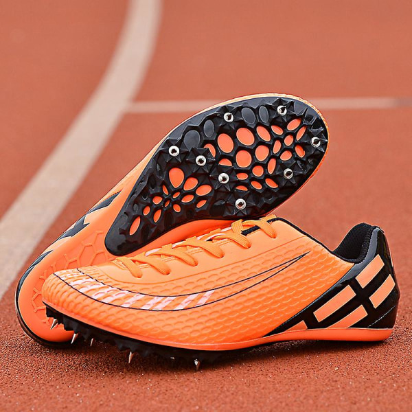 Friidrottsskor för män Spikes Track Race Hoppande Sneakers Professionell löpning Nail Spikes Skor 2J010 Orange 36