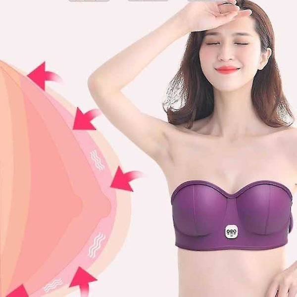 Röd/lila BH Vibrationsbröstmassager USB Elektrisk Bröstvibrationsmassager Värmestimulator Tillväxtförstoring Booster Bröst red