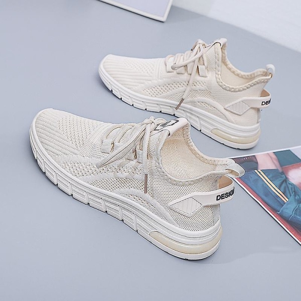 Damsneakers Andas flygande vävda löparskor Fra7701 Beige 38