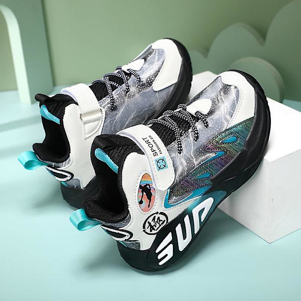Barn Sneakers Pojkar Basketskor Halkfria Barn Sportskor 3B726 BlackWhite 34