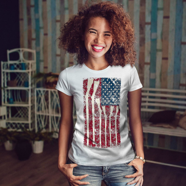 Gun Flag America Cool Women Whitet-shirt M