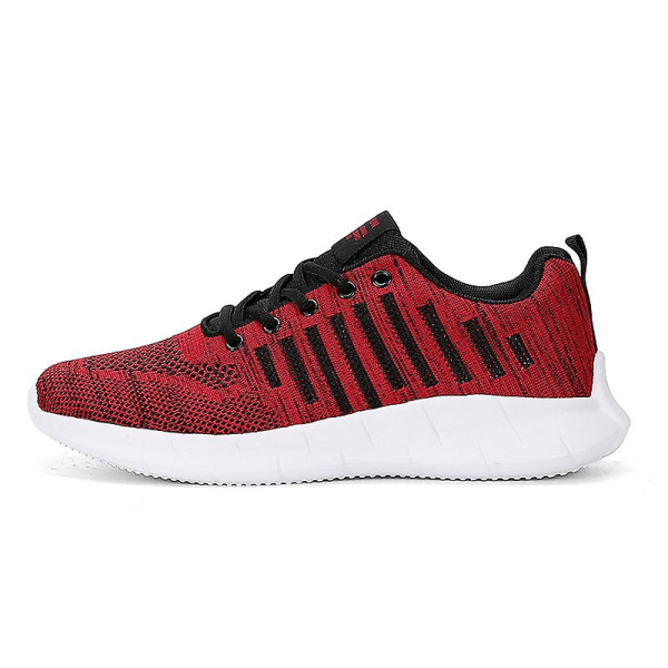 Sneakers för flugvävning för män Andas löparskor Mode sportskor 3A707 Red 41
