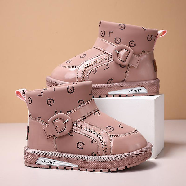 Flickor Vintersnöskor Vattentåliga skor Anti-halk Casual Lätt bomullsstövel Gb10 Pink 30