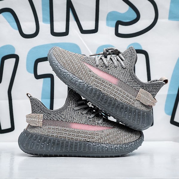 Barn Sneakers Andas löparskor Mode Pojkar Flickor Sportskor C08 GrayBrown 36
