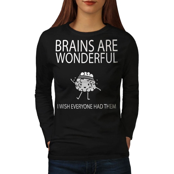 Brain Sarcasm Joke Women Blacklong Sleeve T-shirt M
