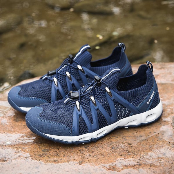 Vandringsskor för män Trailrunning Skor Halksäkra Fitness Walking Jogging Sneakers 3C2028 Blue 41