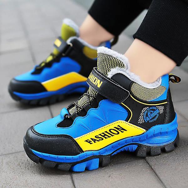 Barnsneakers Andas löparskor Mode Sportskor Vinter bomullsskor 878 Blue 34