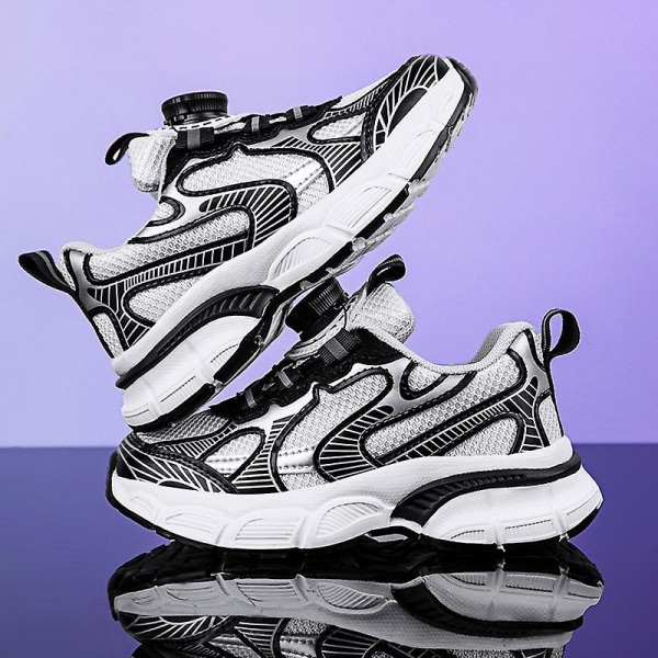 Sneakers som andas löparskor Mode Pojkar Flickor Sportskor 3Ab2303 BlackWhite 30