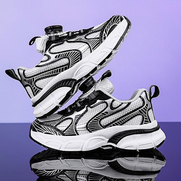 Sneakers som andas löparskor Mode Pojkar Flickor Sportskor 3Ab2303 BlackWhite 36