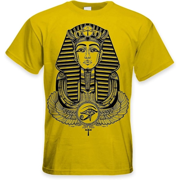 Tribal T-shirts Egyptisk Pharoah med bevingad Ankh-symbol Stort print för män T-shirt S