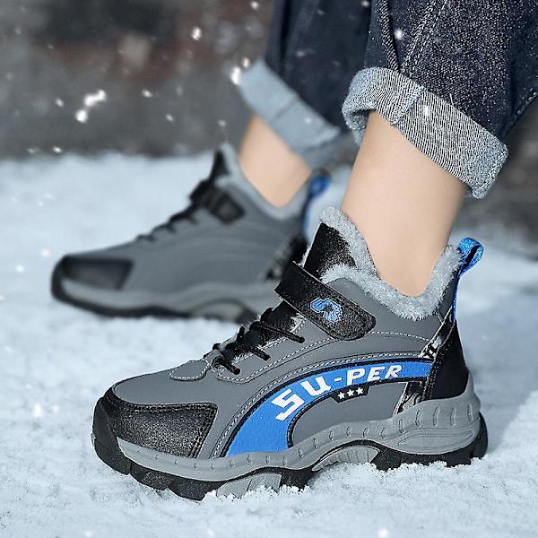 Barn vandringsskor Andas sneakers Halkfria Pojkar Flickor Vinterskor X899 GrayBlue 40