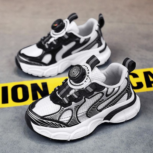 Sneakers som andas löparskor Mode Pojkar Flickor Sportskor 3Ab2303 BlackWhite 30