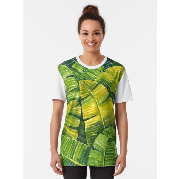 Banana Leaves grafisk T-shirt White L