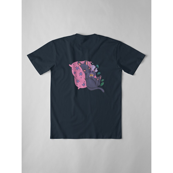 Söt Kitty med tekopp Premium T-shirt Navy L_Back