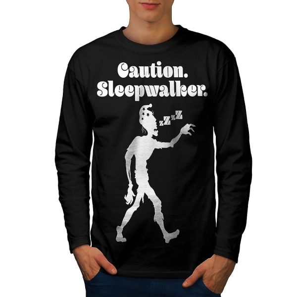 Sleepwalk Rolig Zombie Män BlackLong Sleeve T-shirt XXL