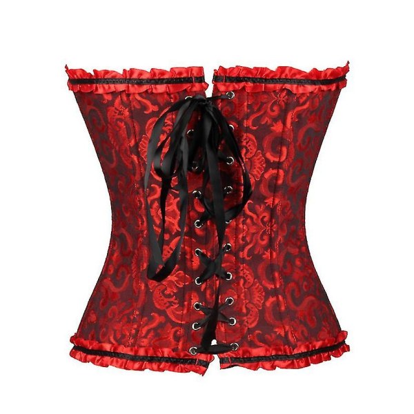 Tube Top Jacquard Gothic Palace Korsett Väst Shapewear Korsett Black*Red 5XL